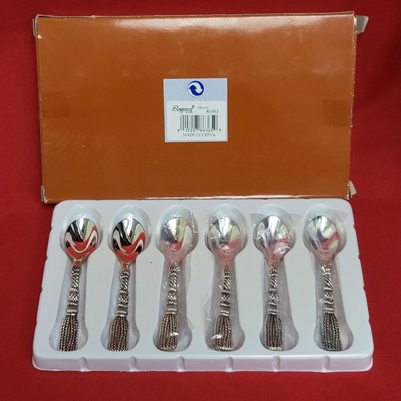 VTG Elegance Tassel Design Tea Spoon Set of 6 - Picture 2 of 10
